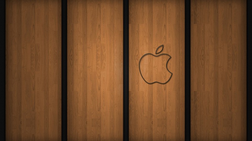 Apple logo on wood wallpaper