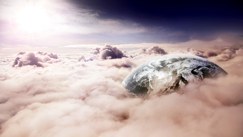 Planet between clouds wallpaper