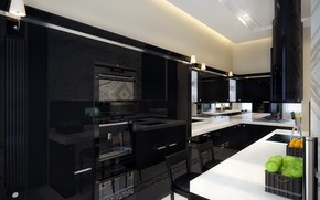 Modern Black and White Kitchen wallpaper