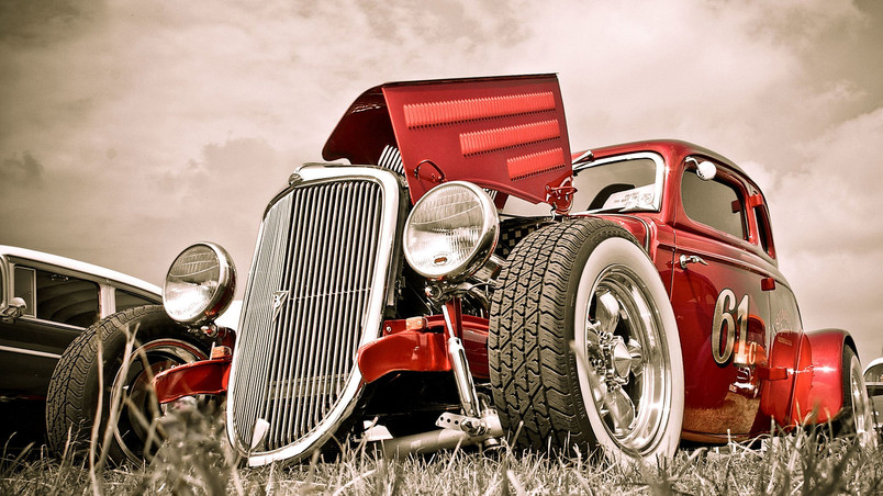 Red Fire Hot Rod HDR wallpaper