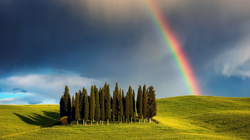 Rainbow in Tuscany wallpaper