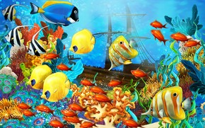 Fish World Painting wallpaper