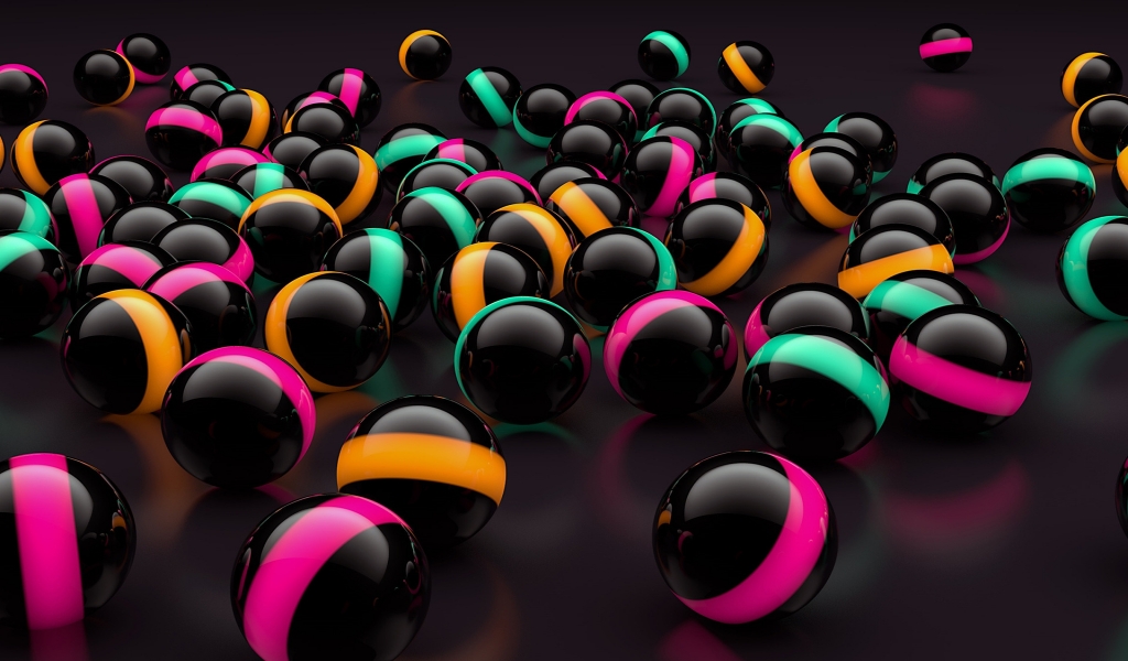 3D Black Balls Lights for 1024 x 600 widescreen resolution