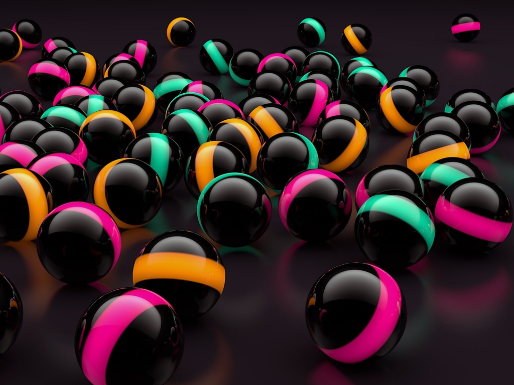 3D Black Balls Lights for 1024 x 768 resolution