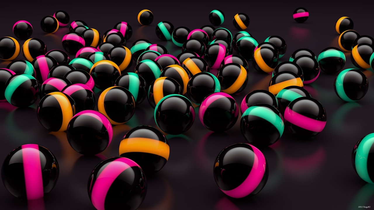 3D Black Balls Lights for 1280 x 720 HDTV 720p resolution