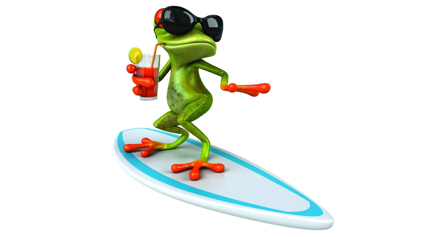 3D Frog Surfing  for 1366 x 768 HDTV resolution
