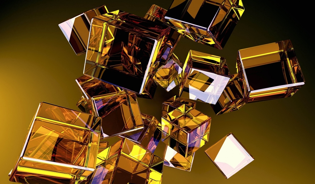 3D Glass Cubes for 1024 x 600 widescreen resolution