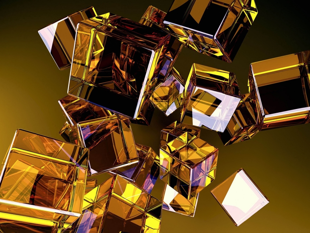 3D Glass Cubes for 1024 x 768 resolution