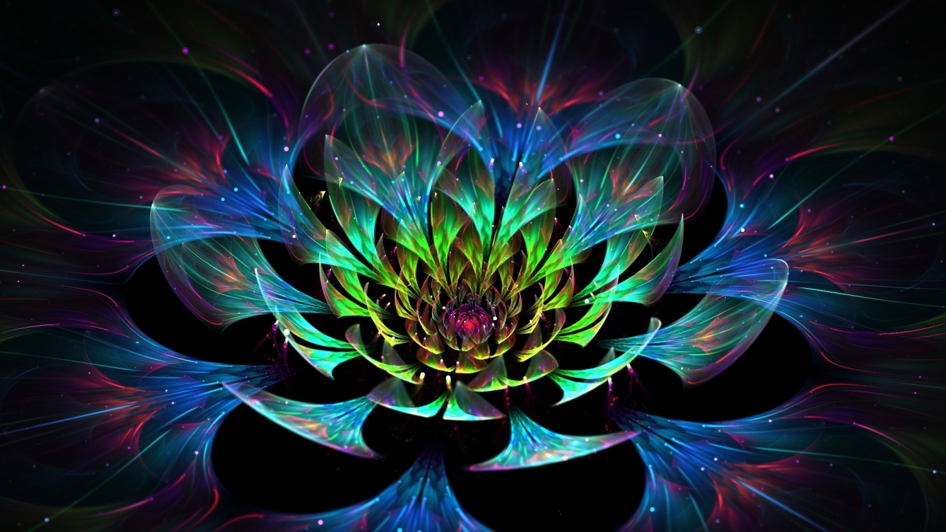 3D Lotus Flower for 1366 x 768 HDTV resolution