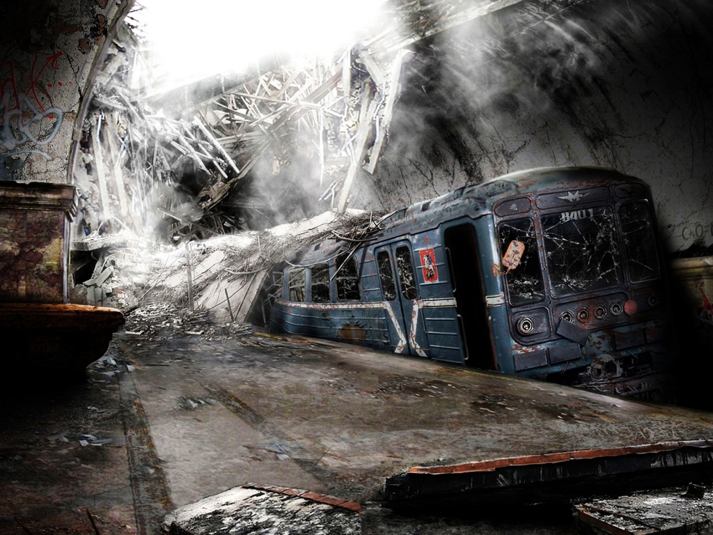 Abandoned underground railway for 1024 x 768 resolution
