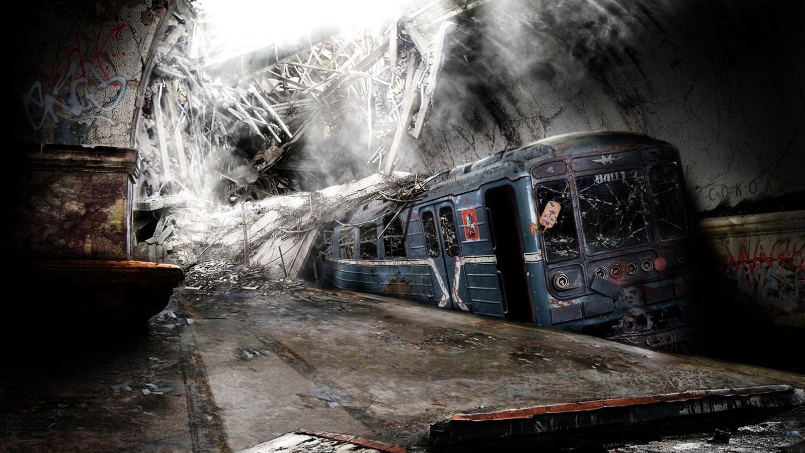 Abandoned underground railway for 1600 x 900 HDTV resolution
