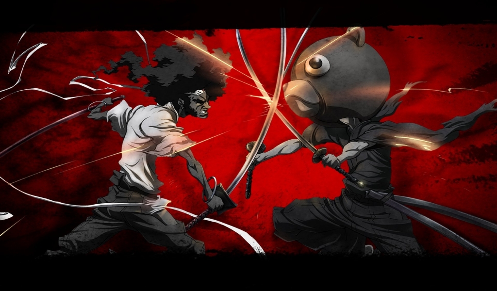 Afro Samurai vs Kuma for 1024 x 600 widescreen resolution