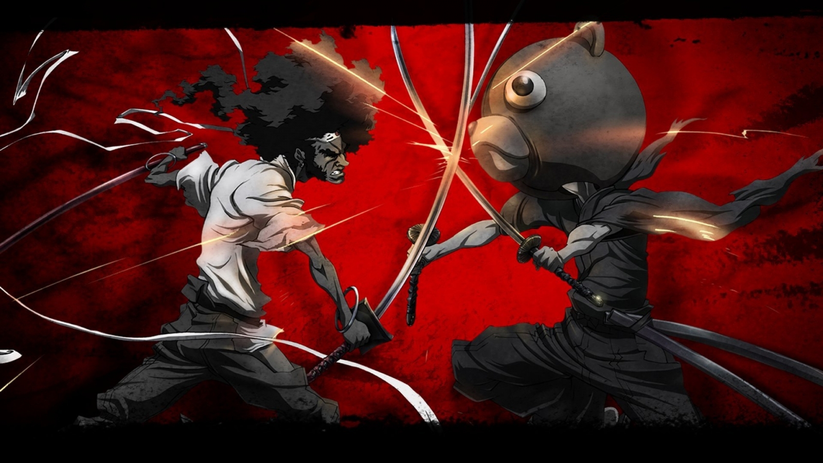 Afro Samurai vs Kuma for 1600 x 900 HDTV resolution