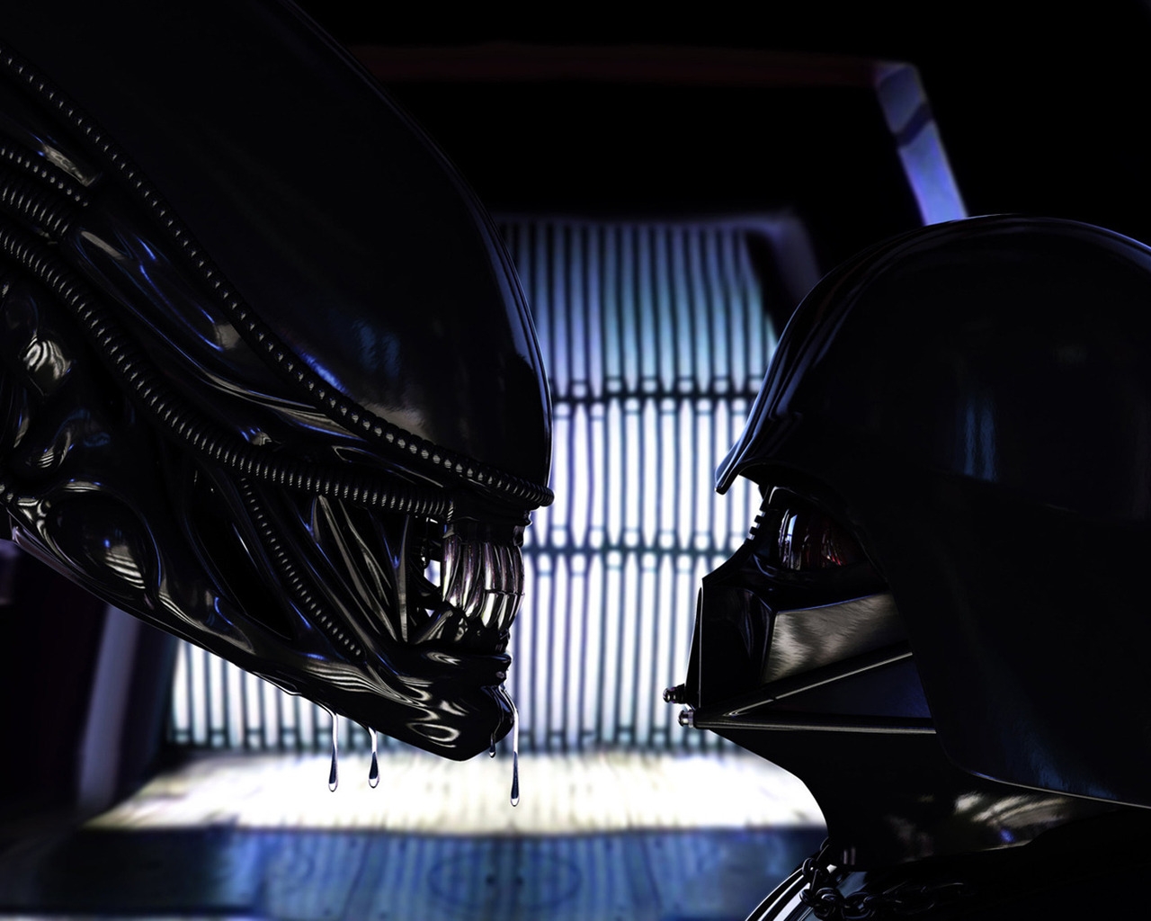 Alien vs Darth Vader for 1280 x 1024 resolution