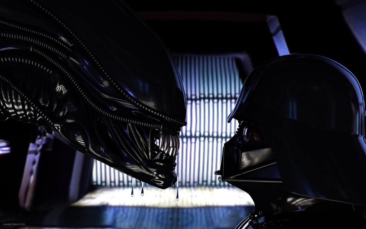 Alien vs Darth Vader for 1280 x 800 widescreen resolution