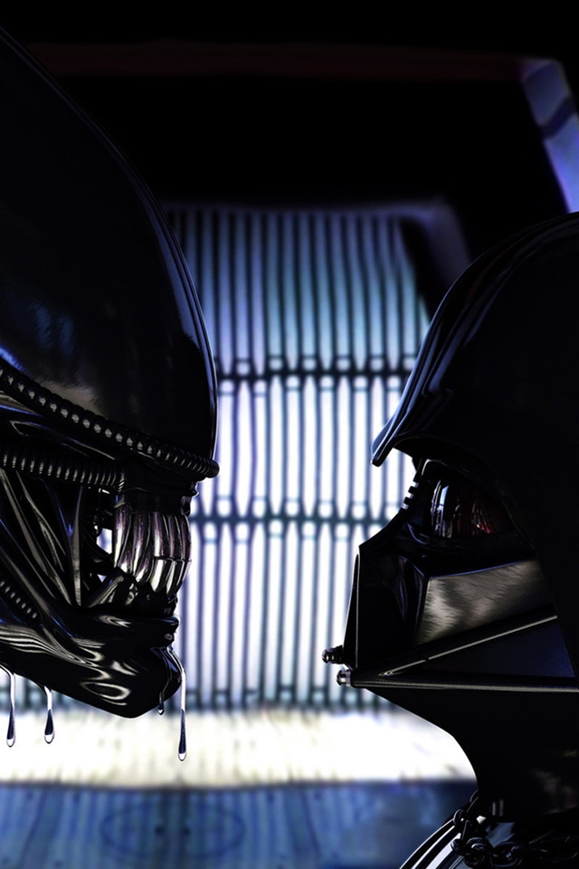 Alien vs Darth Vader for 640 x 960 iPhone 4 resolution