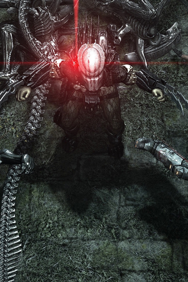 Alien vs Predator Game Art for 640 x 960 iPhone 4 resolution