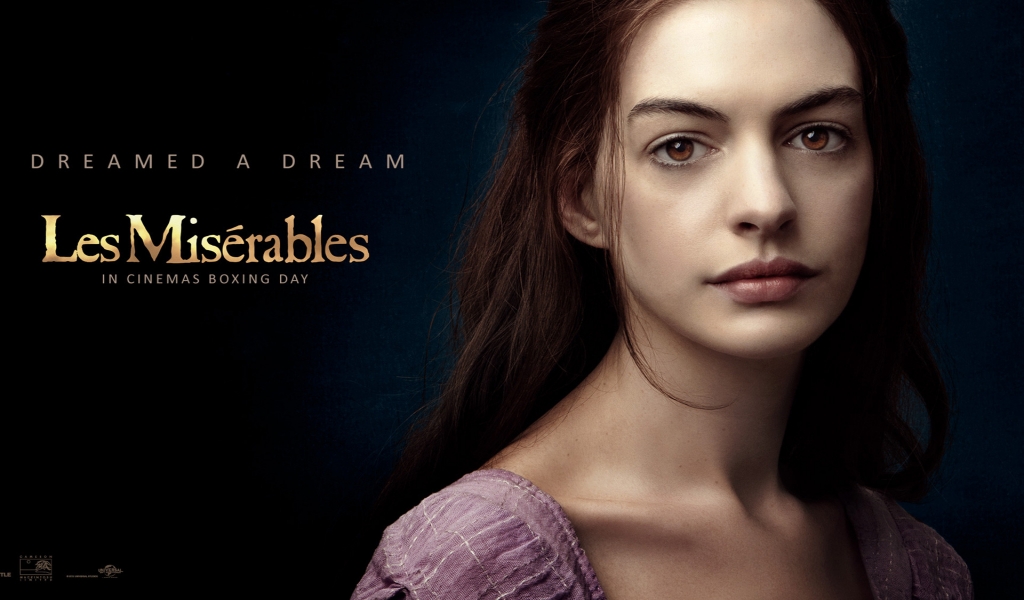 Anne Hathaway Les Miserables for 1024 x 600 widescreen resolution