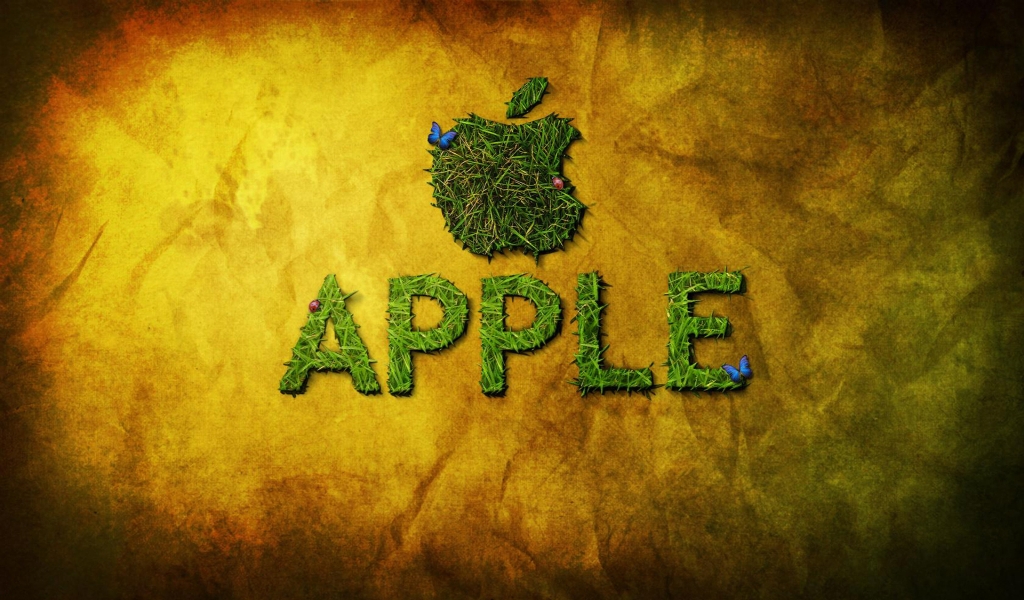 Apple and Butterfly for 1024 x 600 widescreen resolution