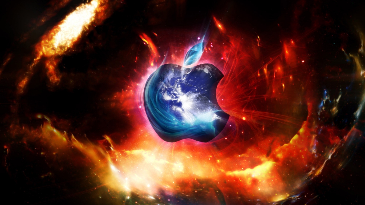 Apple in space for 1280 x 720 HDTV 720p resolution