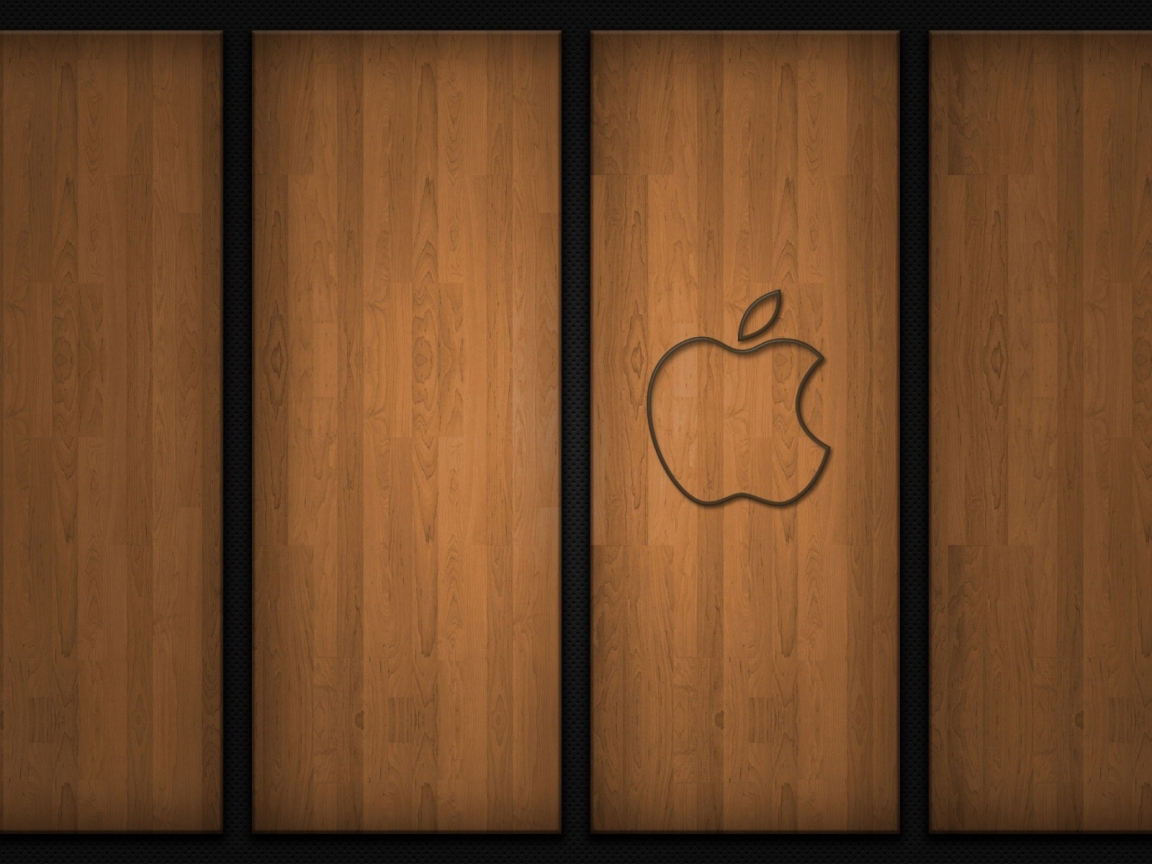 Apple logo on wood for 1152 x 864 resolution