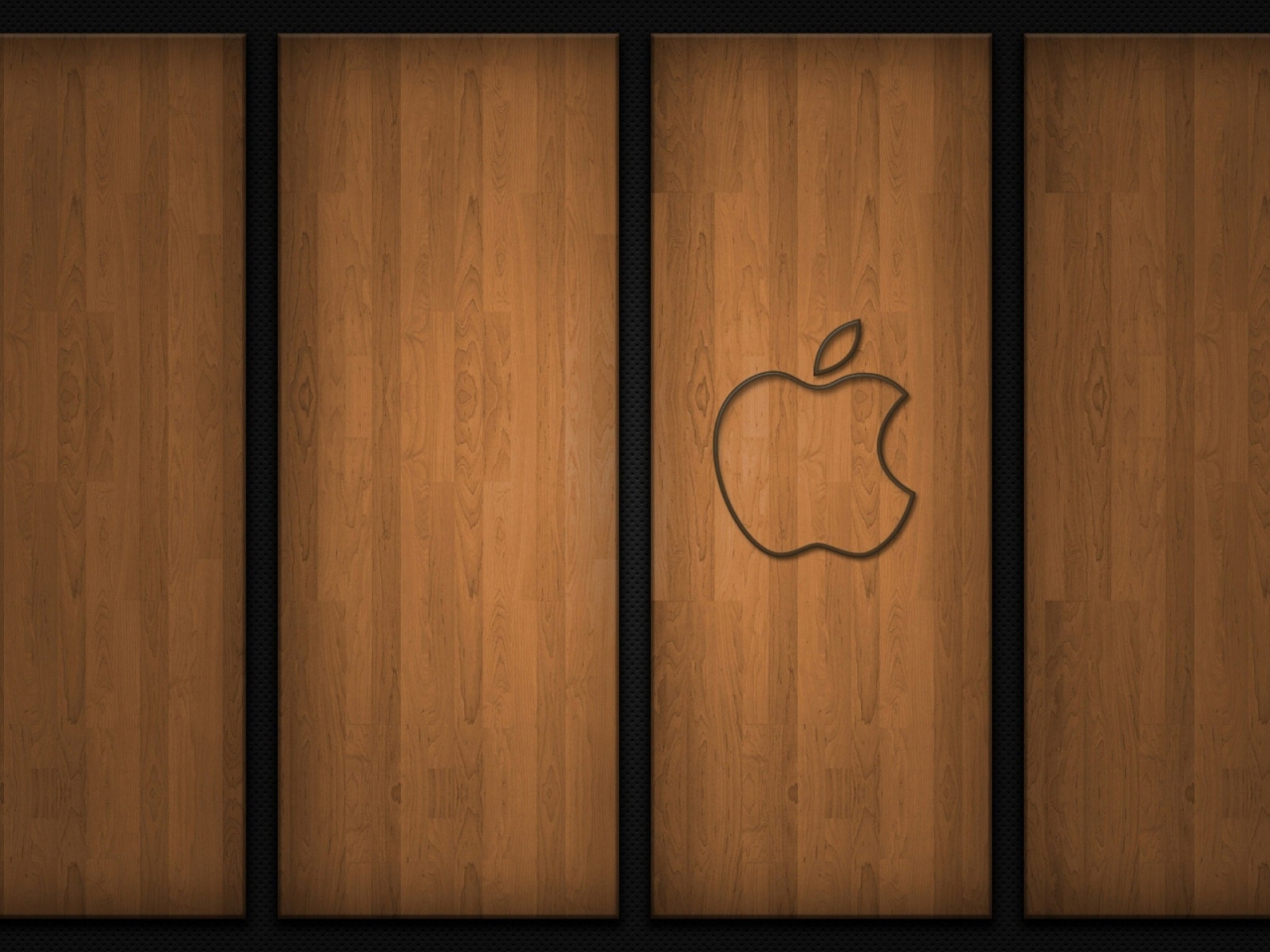 Apple logo on wood for 1280 x 960 resolution
