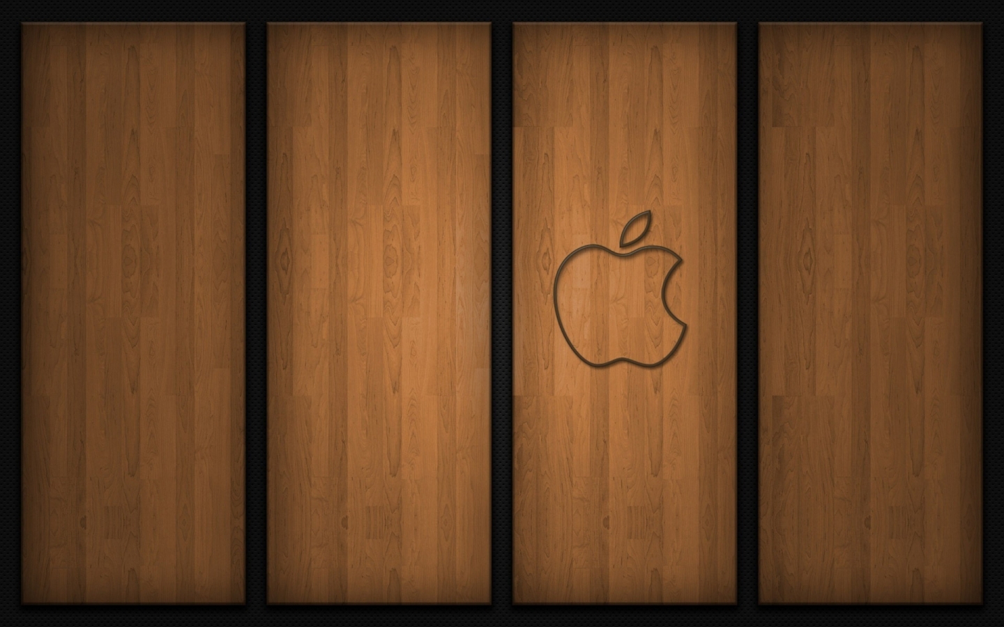 Apple logo on wood for 1440 x 900 widescreen resolution