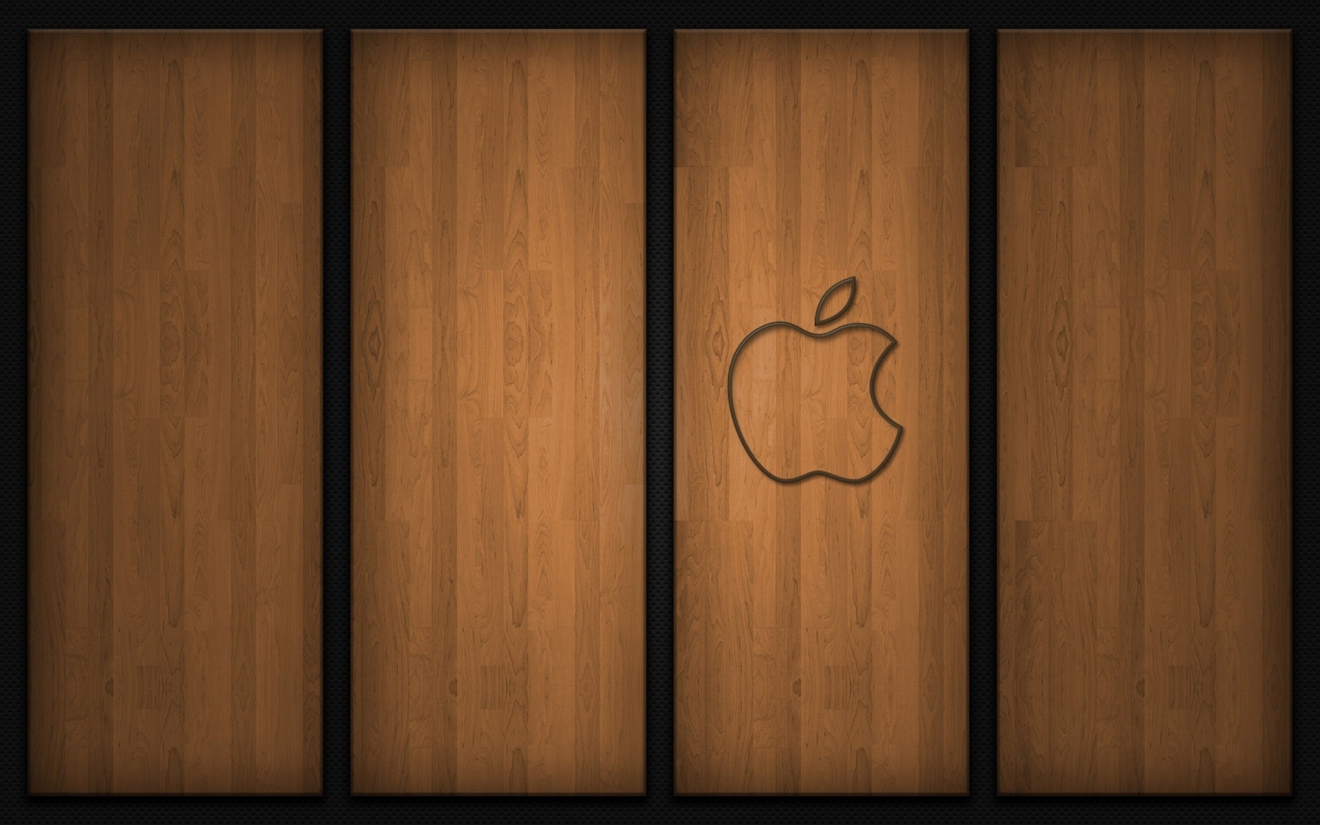 Apple logo on wood for 1920 x 1200 widescreen resolution