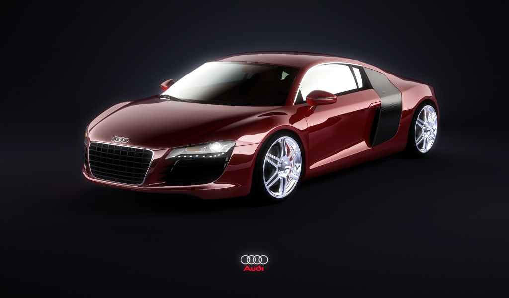 Audi R8 Burgundy for 1024 x 600 widescreen resolution