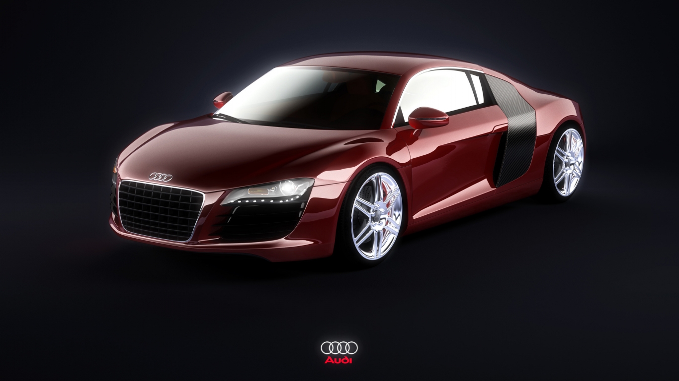 Audi R8 Burgundy for 1366 x 768 HDTV resolution