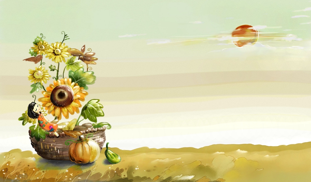 Autumn Illustration for 1024 x 600 widescreen resolution