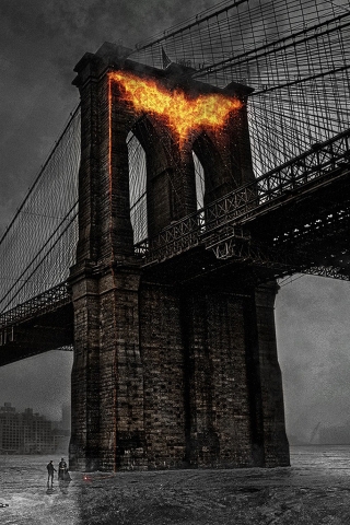 Batman Fire Logo for 320 x 480 iPhone resolution