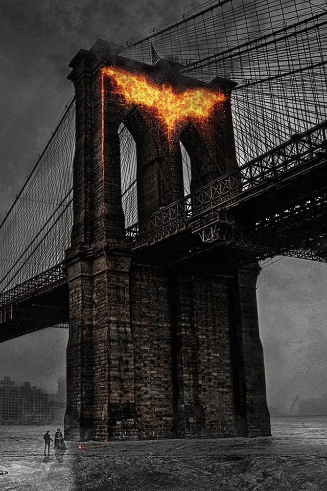 Batman Fire Logo for 640 x 960 iPhone 4 resolution