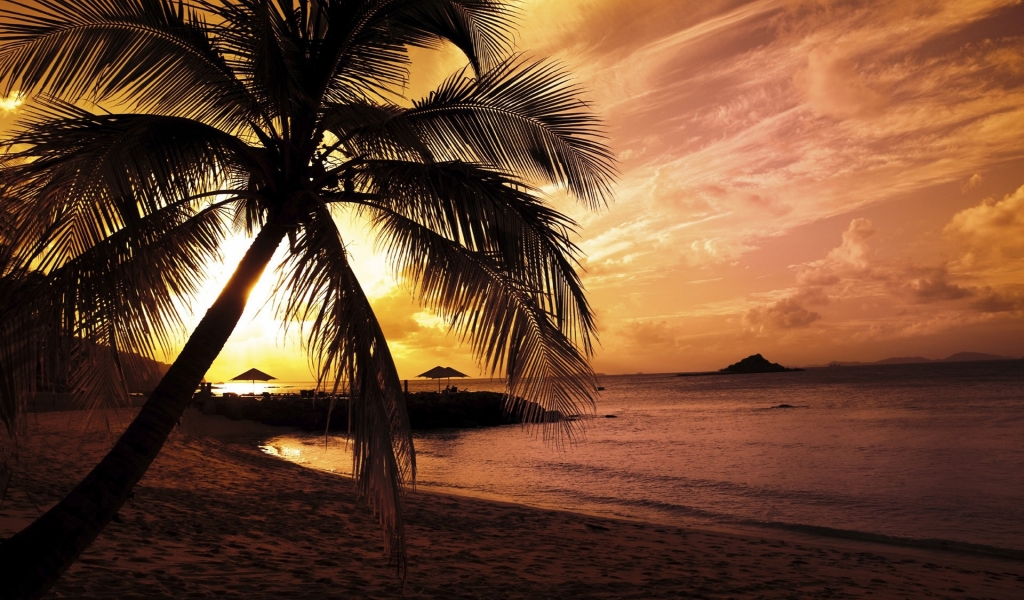 Beach Sunset for 1024 x 600 widescreen resolution