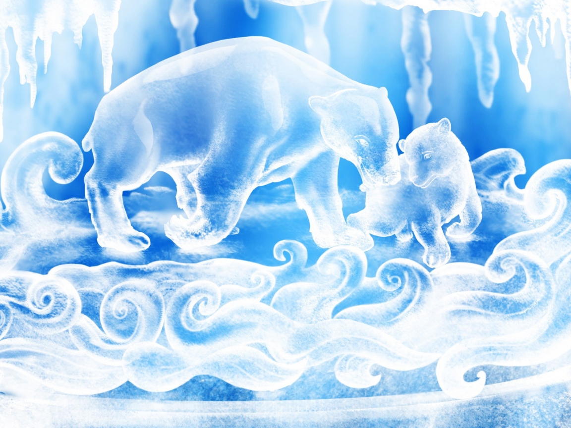 Bears Carved From Ice for 1152 x 864 resolution