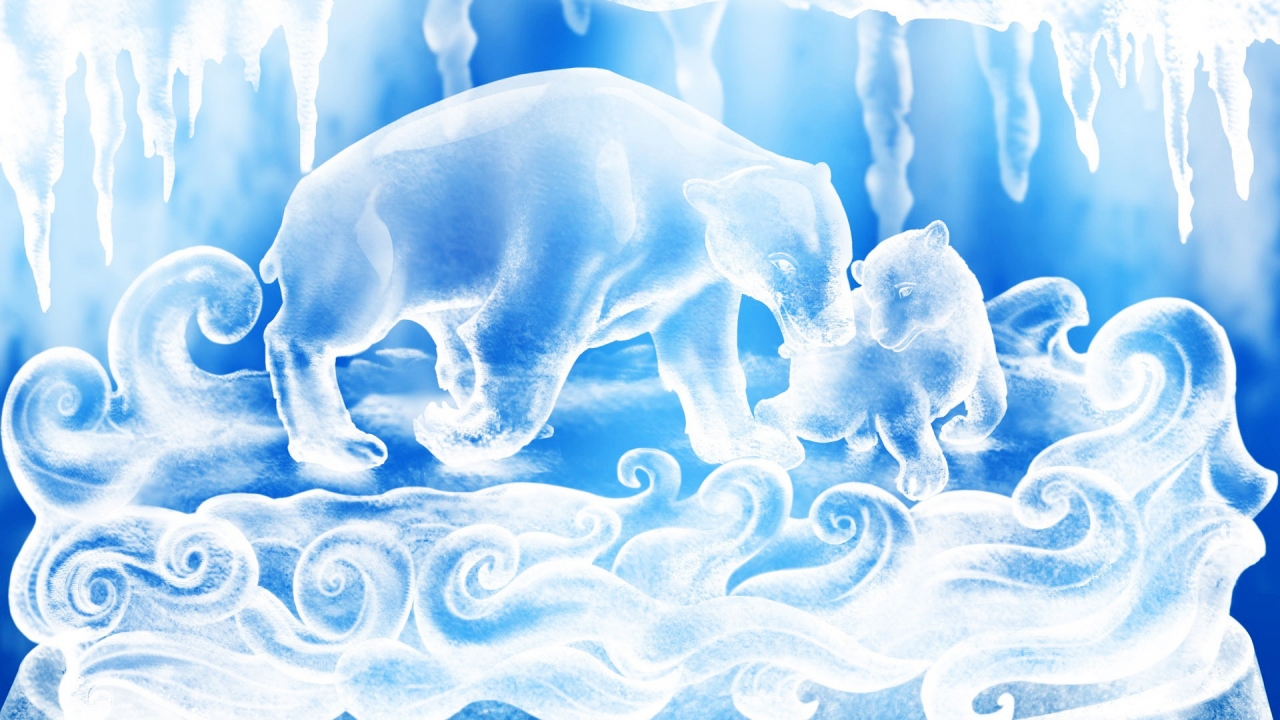 Bears Carved From Ice for 1280 x 720 HDTV 720p resolution
