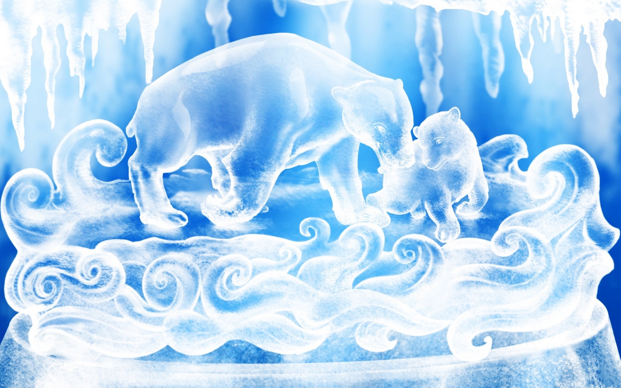 Bears Carved From Ice for 1280 x 800 widescreen resolution