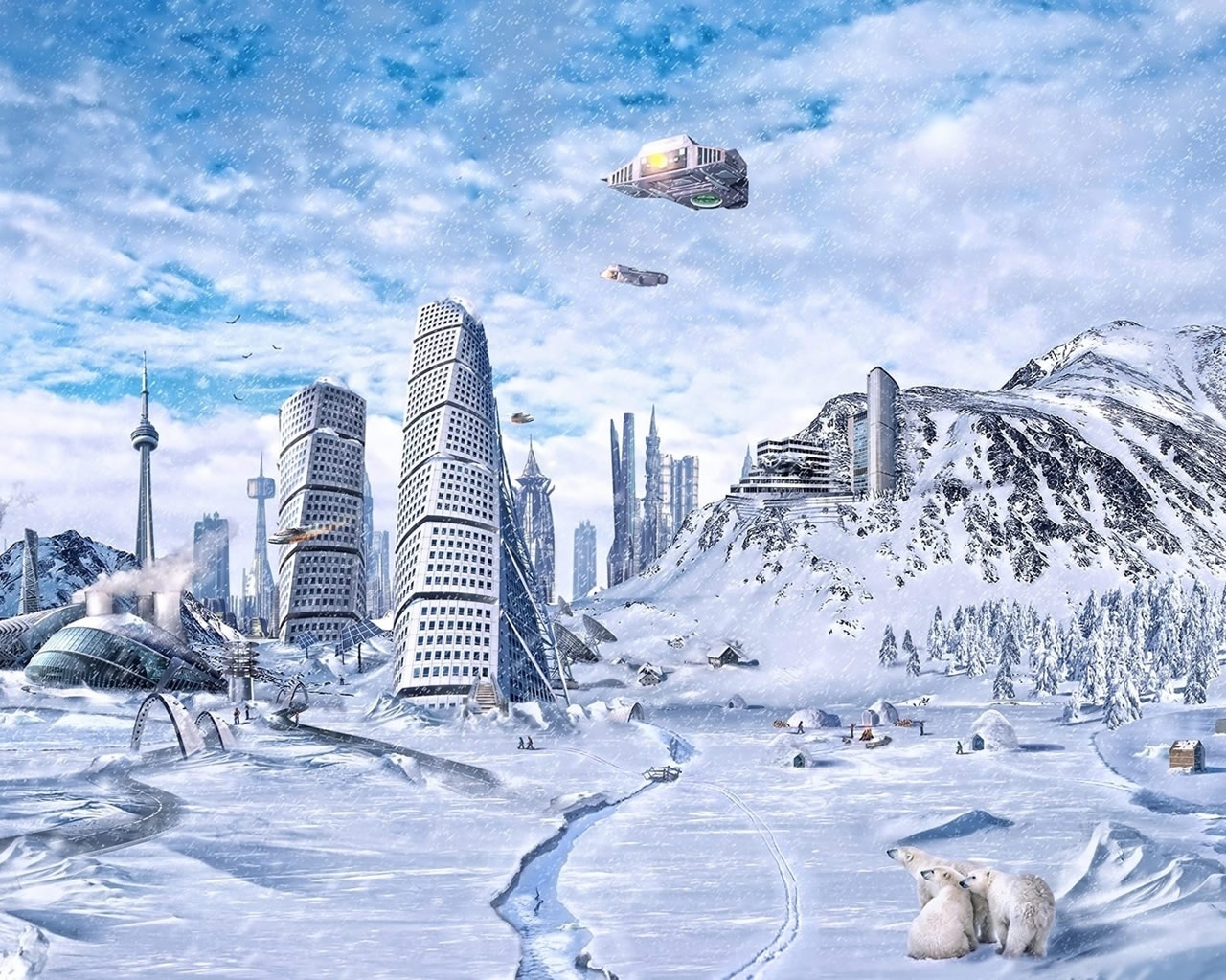 Beautiful 3D Winter Fantasy for 1280 x 1024 resolution