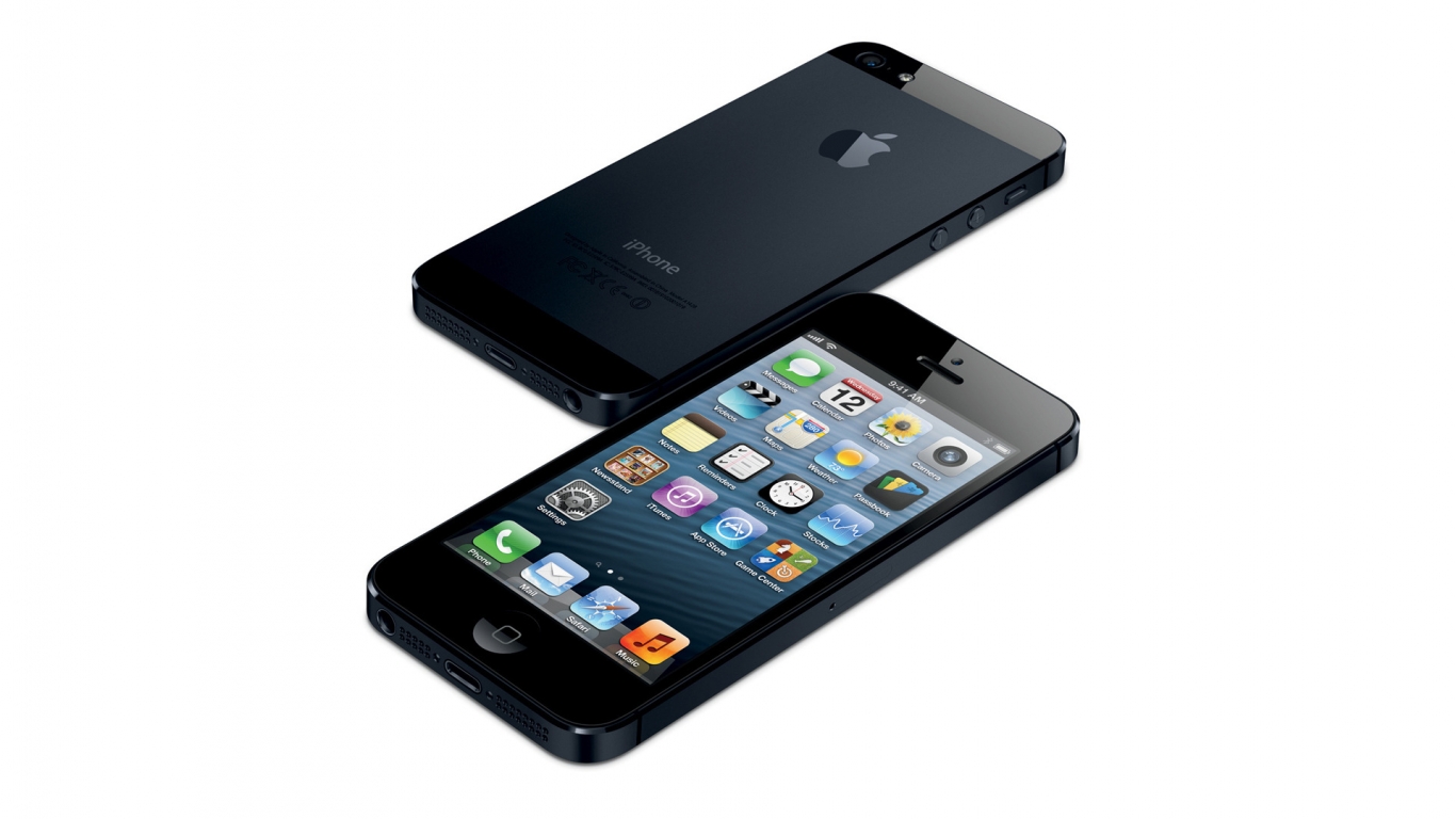 Black iPhone 5 for 1366 x 768 HDTV resolution