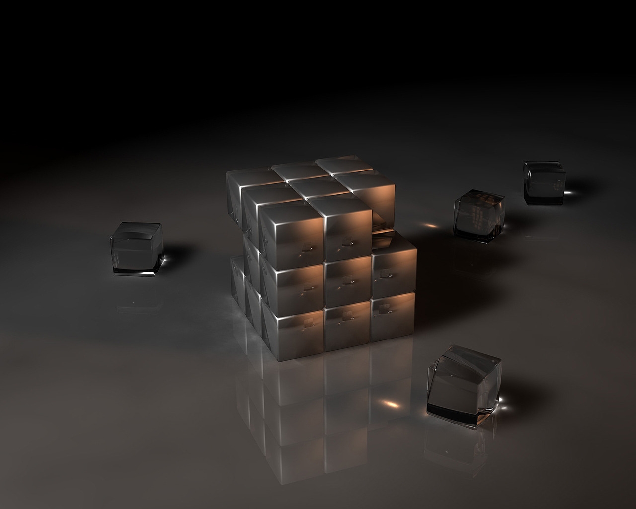 Black Rubiks Cube for 1280 x 1024 resolution
