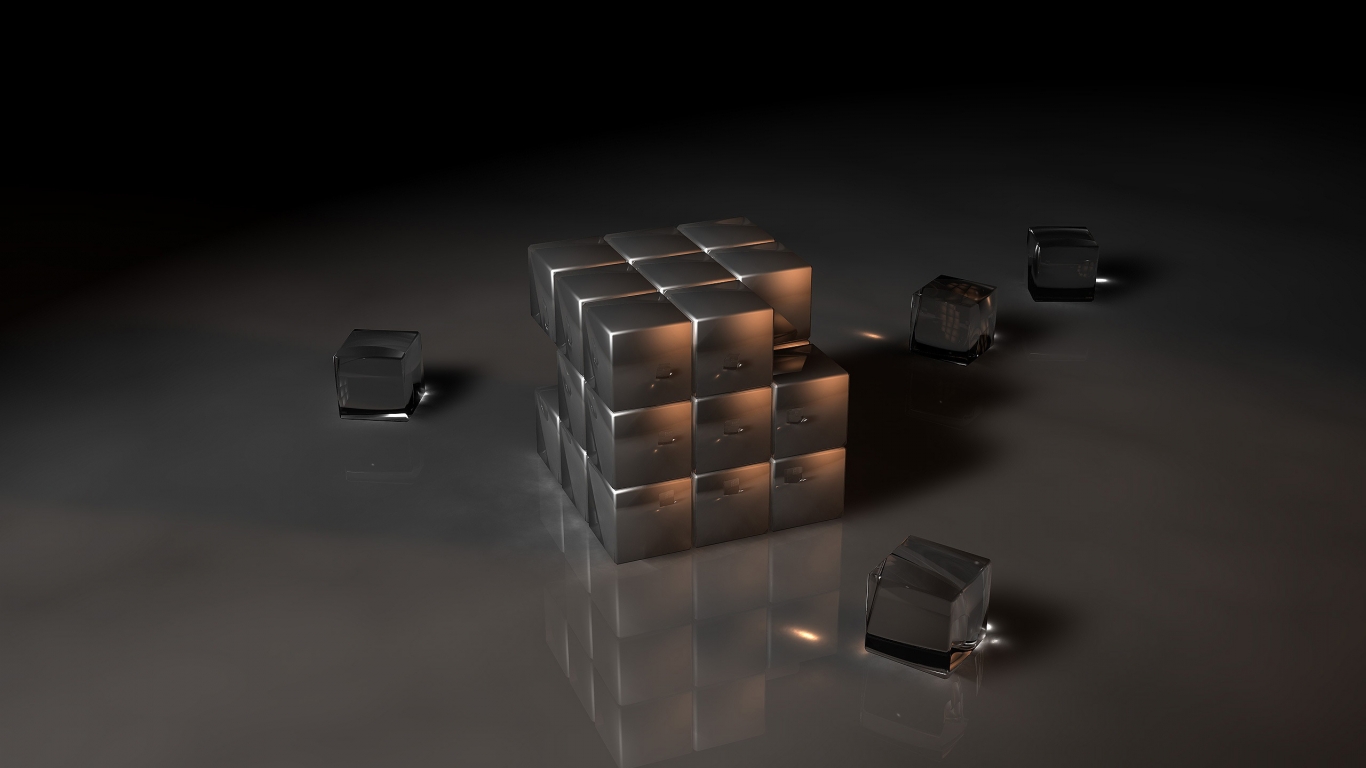 Black Rubiks Cube for 1366 x 768 HDTV resolution