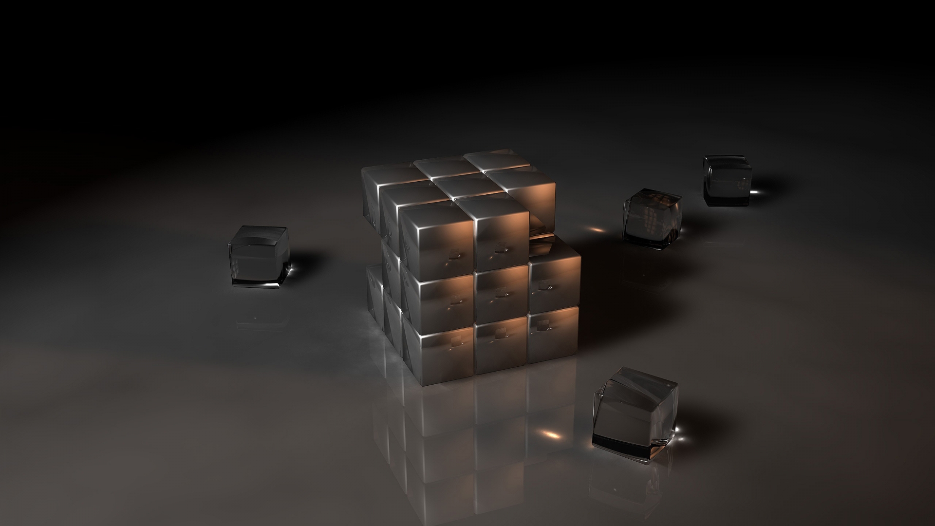 Black Rubiks Cube for 1920 x 1080 HDTV 1080p resolution