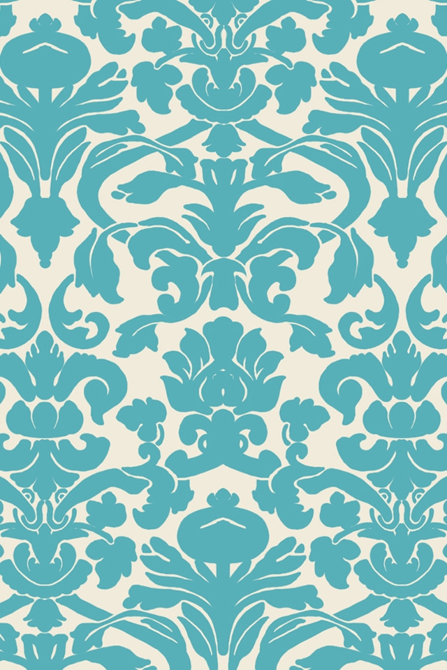 Blue Damask for 640 x 960 iPhone 4 resolution