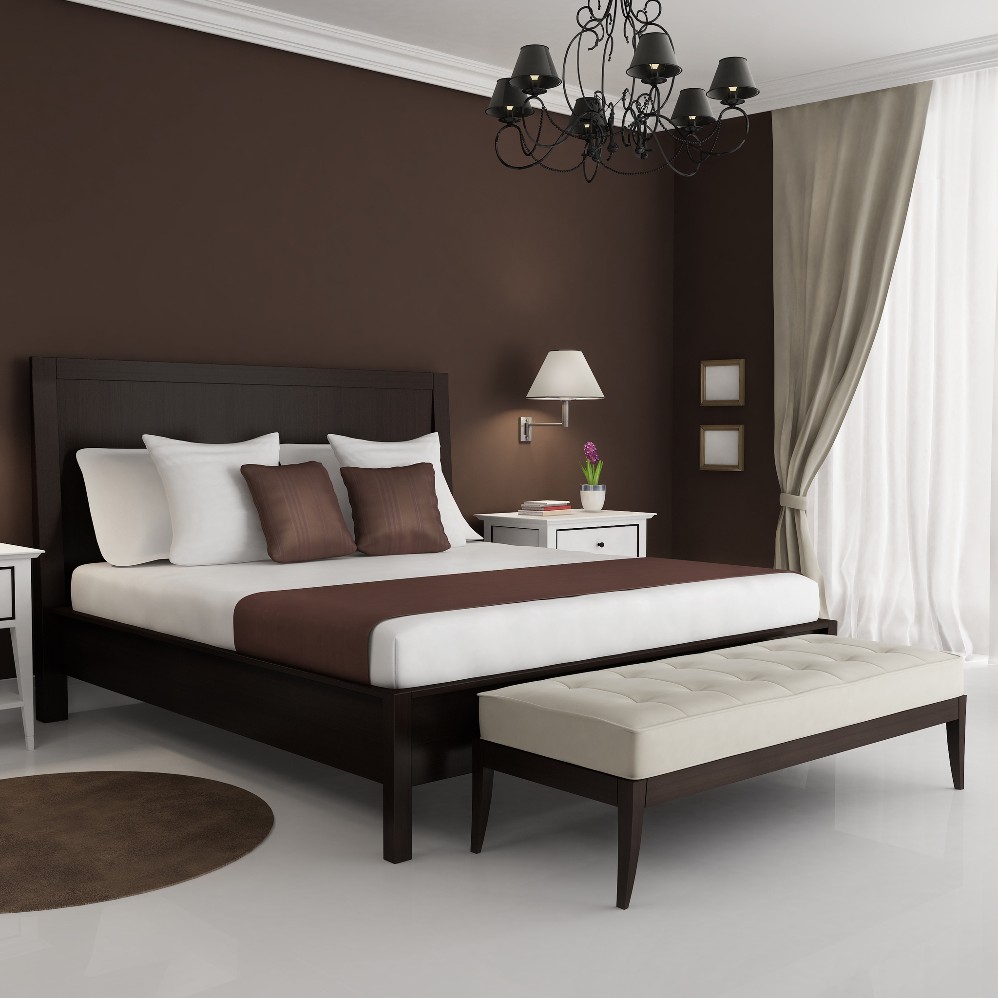 Brown and White Bedroom for 2048 x 2048 New iPad resolution