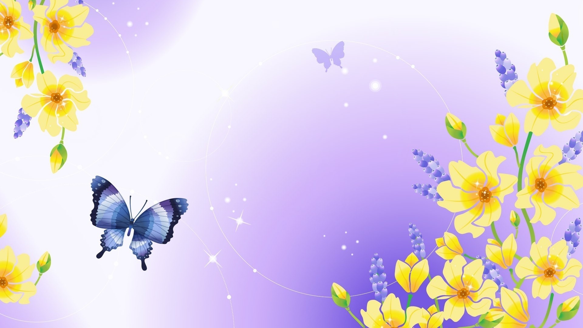 Butterfly and Flowers for 1920 x 1080 HDTV 1080p resolution