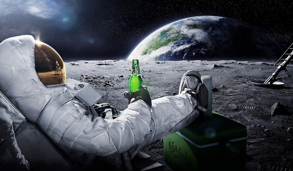 Carlsberg Beer in Space for 1024 x 600 widescreen resolution