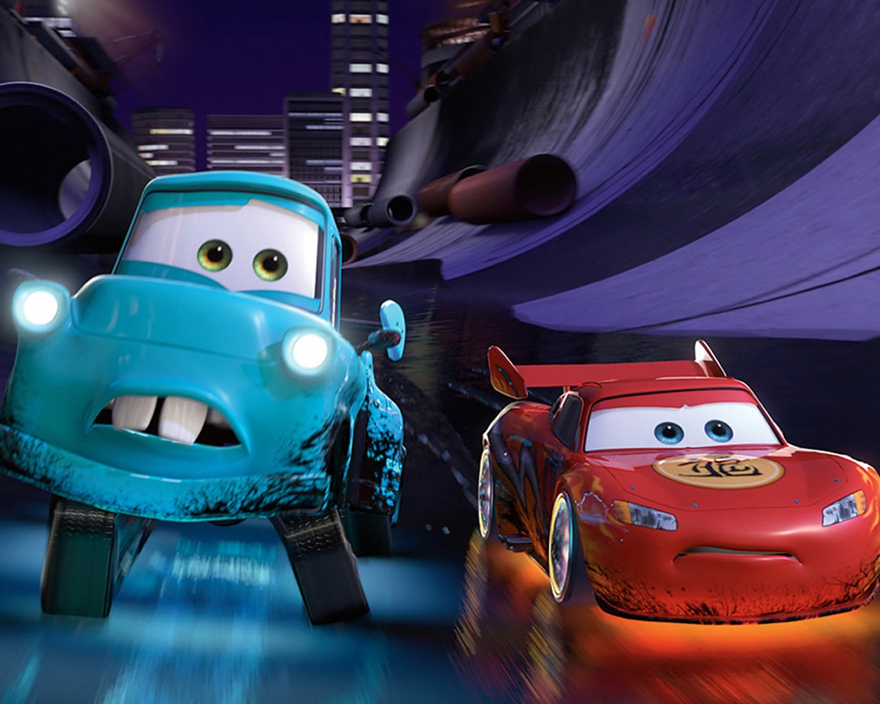 Cars 2 Lightning McQueen and Mater for 1280 x 1024 resolution
