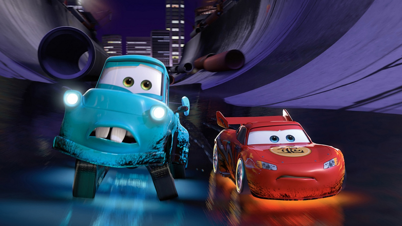 Cars 2 Lightning McQueen and Mater for 1366 x 768 HDTV resolution