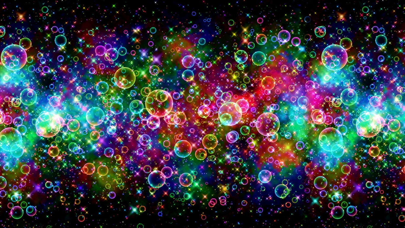 Colorful Bubbles for 1366 x 768 HDTV resolution