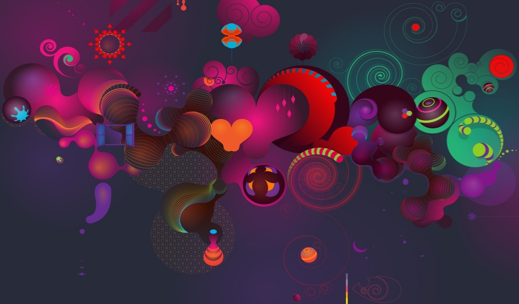 Colourful Abstract 3D Background for 1024 x 600 widescreen resolution